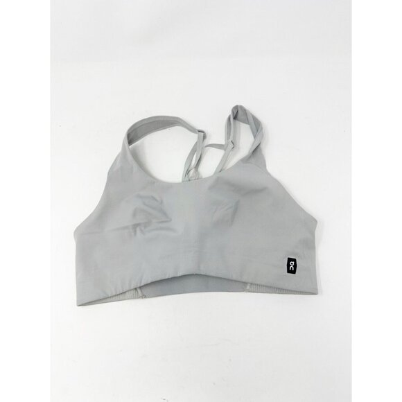 On Running Active Sports Bra Strappy Light Pad Mesh Panel Scoop Neck Gray Size M - Picture 1 of 3
